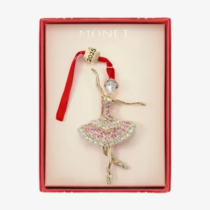 Monet Jewelry Gold Tone Pink Ballerina Christmas Ornament