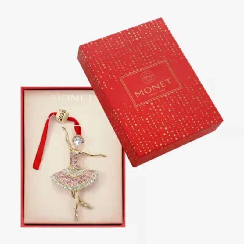 Monet Jewelry Gold Tone Pink Ballerina Christmas Ornament