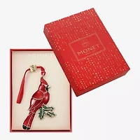 Monet Jewelry Gold Tone Red Cardinal Christmas Ornament