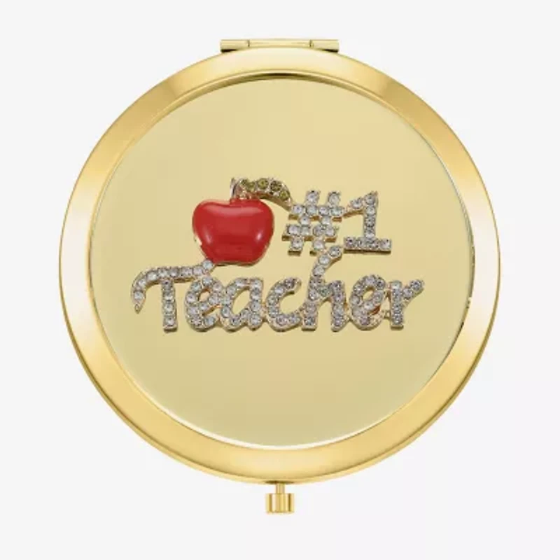 Monet Jewelry Gold Tone Teacher Red Apple Gold Tone Compact Mirror