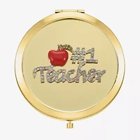 Monet Jewelry Gold Tone Teacher Red Apple Gold Tone Compact Mirror