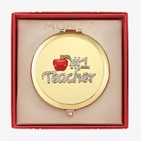 Monet Jewelry Gold Tone Teacher Red Apple Gold Tone Compact Mirror