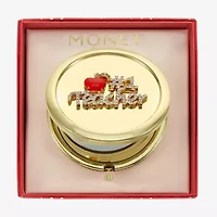 Monet Jewelry Gold Tone Teacher Red Apple Gold Tone Compact Mirror