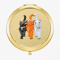 Monet Jewelry Gold Tone Cat Trio Gold Tone Animal Compact Mirror