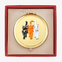 Monet Jewelry Gold Tone Cat Trio Gold Tone Animal Compact Mirror