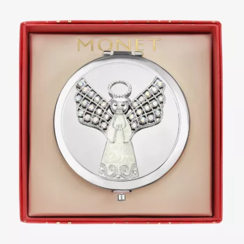 Monet Jewelry Silver Tone Angel Compact Mirror