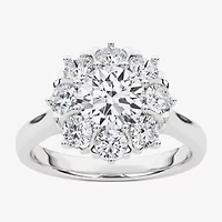 Grown Gorgeous (F, Vs2) Womens 1 1/2 CT. T.W. Lab White Diamond 14K Gold Round Halo Cocktail Ring