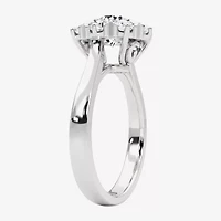 Grown Gorgeous (F, Vs2) Womens 1 1/2 CT. T.W. Lab White Diamond 14K Gold Round Halo Cocktail Ring