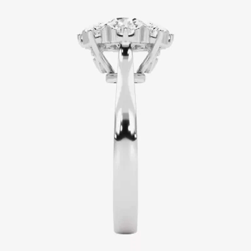 Grown Gorgeous (F, Vs2) Womens 1 1/2 CT. T.W. Lab White Diamond 14K Gold Round Halo Cocktail Ring
