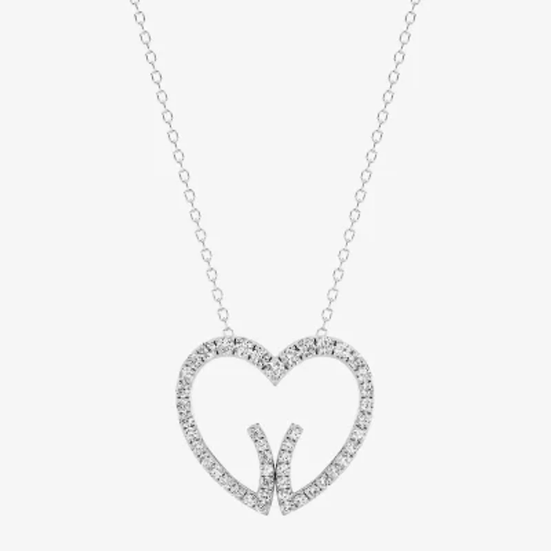 Grown Gorgeous (F, Vs2) Womens 1/2 CT. T.W. Lab White Diamond 14K Gold Heart 18 Inch Pendant Necklace