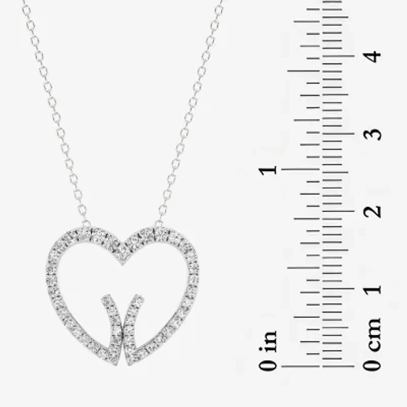 Grown Gorgeous (F, Vs2) Womens 1/2 CT. T.W. Lab White Diamond 14K Gold Heart 18 Inch Pendant Necklace