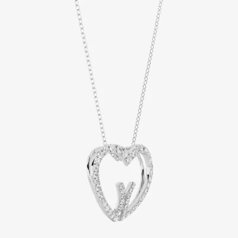 Grown Gorgeous (F, Vs2) Womens 1/2 CT. T.W. Lab White Diamond 14K Gold Heart 18 Inch Pendant Necklace
