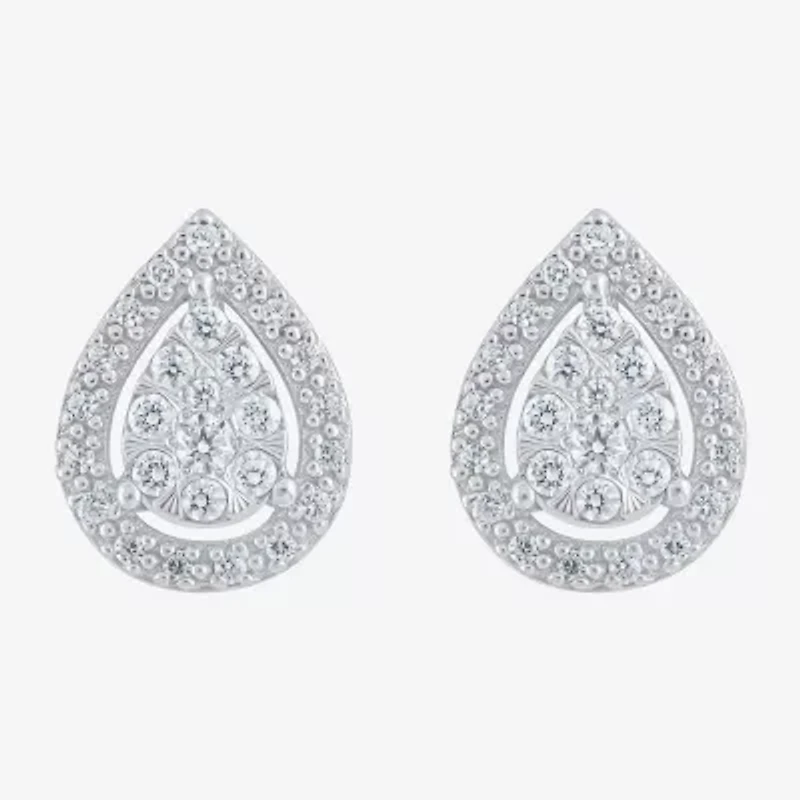 Diamond Blossom (G, Si2) 1/4 CT. T.W. Lab Grown White Diamond 10K White Gold 10.1mm Pear Stud Earrings