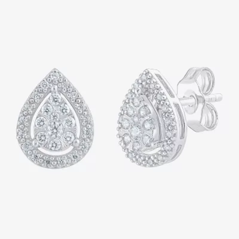 Diamond Blossom (G, Si2) 1/4 CT. T.W. Lab Grown White Diamond 10K White Gold 10.1mm Pear Stud Earrings