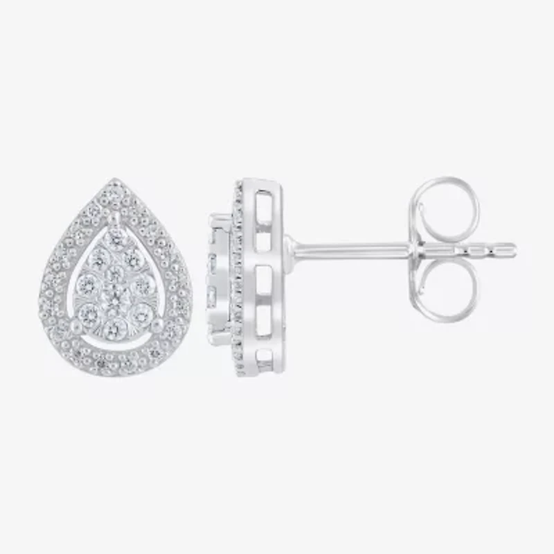 Diamond Blossom (G, Si2) 1/4 CT. T.W. Lab Grown White Diamond 10K White Gold 10.1mm Pear Stud Earrings
