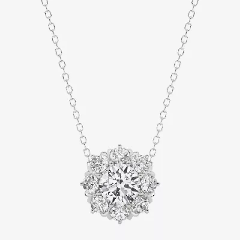 Grown Gorgeous (F,Vs2) Womens 1 1/2 CT. T.W. Lab Grown White Diamond 14K Gold Round 18 Inch Pendant Necklace