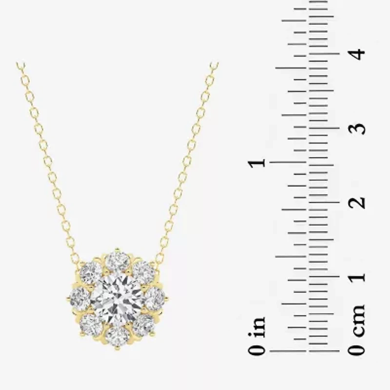 Grown Gorgeous (F,Vs2) Womens 1 1/2 CT. T.W. Lab Grown White Diamond 14K Gold Round 18 Inch Pendant Necklace