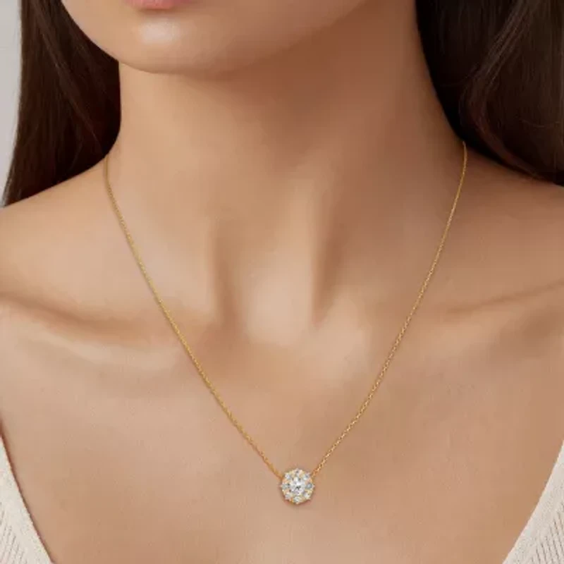 Grown Gorgeous (F,Vs2) Womens 1 1/2 CT. T.W. Lab Grown White Diamond 14K Gold Round 18 Inch Pendant Necklace