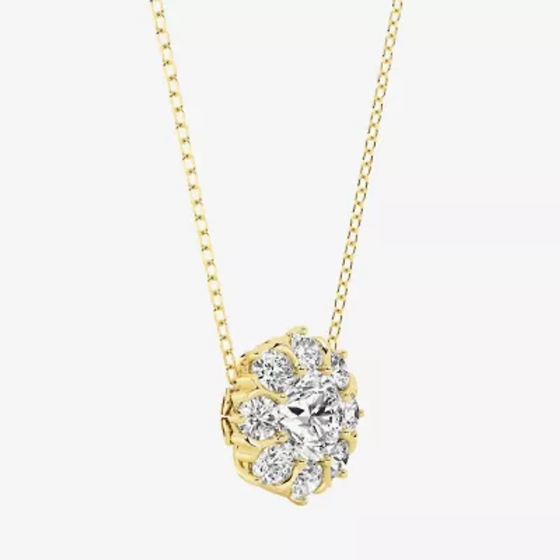 Grown Gorgeous (F,Vs2) Womens 1 1/2 CT. T.W. Lab Grown White Diamond 14K Gold Round 18 Inch Pendant Necklace