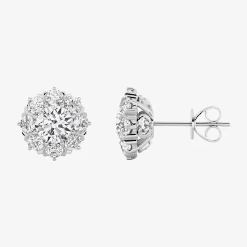 Grown Gorgeous (F,Vs2) 2 1/10 CT. T.W. Lab White Diamond 14K Gold 10.2mm Round Stud Earrings