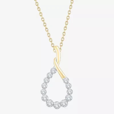 Floating Diamonds (F, Vs2) Womens 1 CT. T.W. Lab Grown White Diamond 14K Gold 18 Inch Pendant Necklace