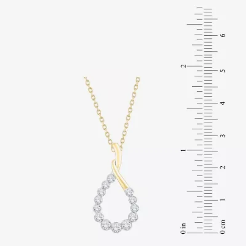Floating Diamonds (F, Vs2) Womens 1 CT. T.W. Lab Grown White Diamond 14K Gold 18 Inch Pendant Necklace