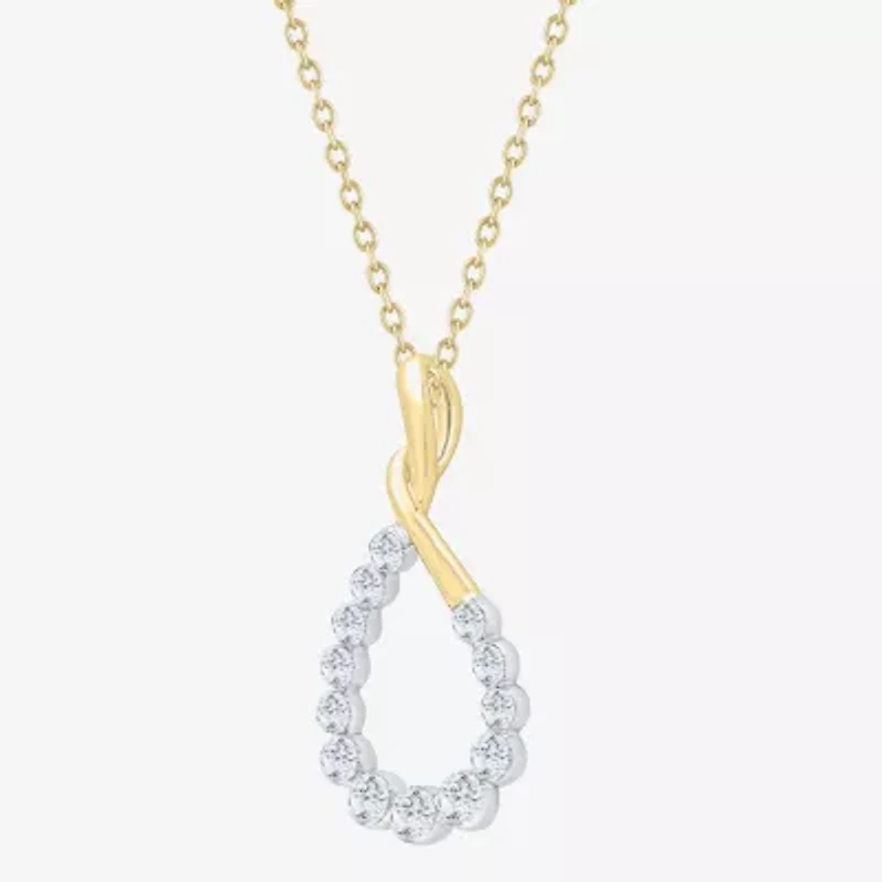 Floating Diamonds (F, Vs2) Womens 1 CT. T.W. Lab Grown White Diamond 14K Gold 18 Inch Pendant Necklace