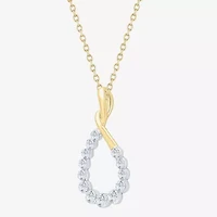 Floating Diamonds (F, Vs2) Womens 1 CT. T.W. Lab Grown White Diamond 14K Gold 18 Inch Pendant Necklace