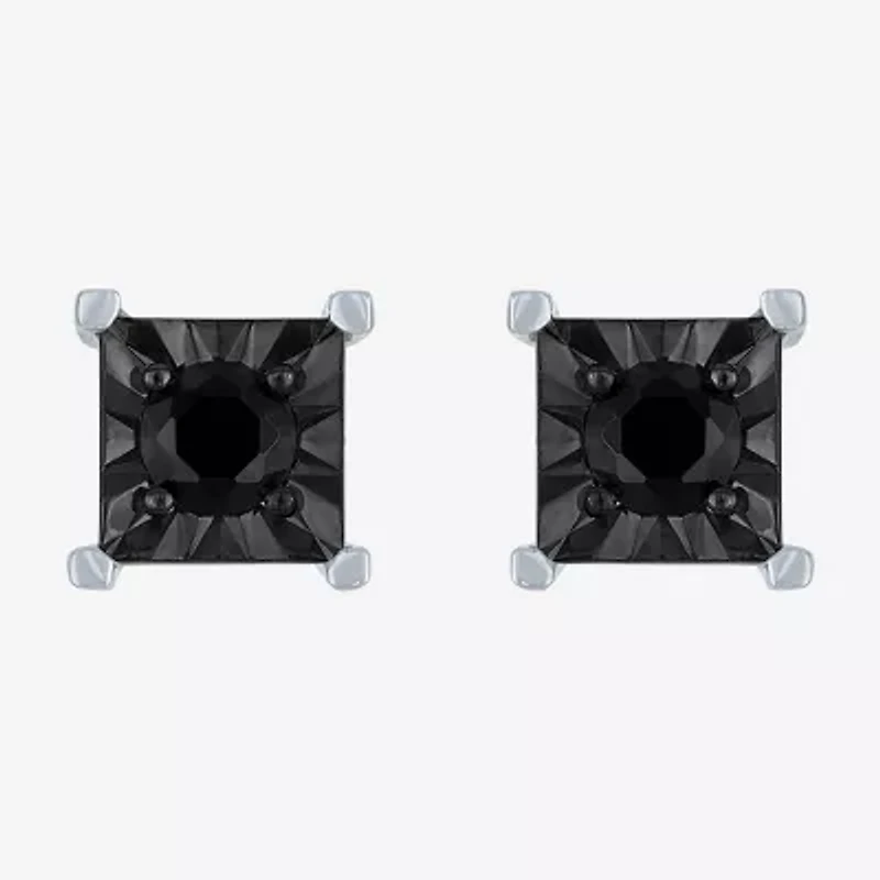 1/2 CT. T.W. Natural Black Diamond Sterling Silver 8.5mm Stud Earrings