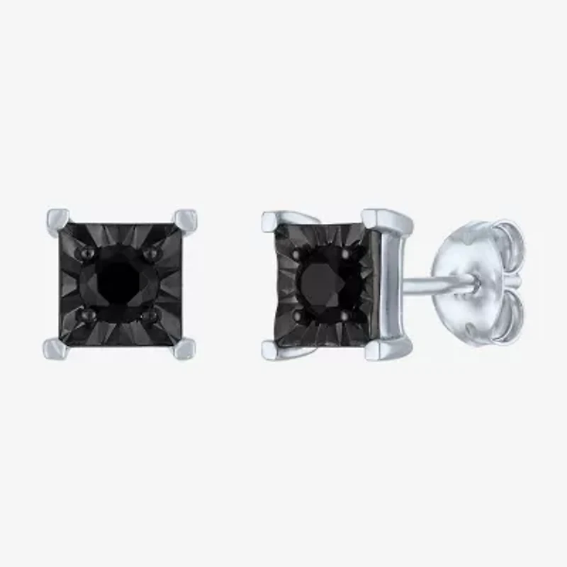 1/2 CT. T.W. Natural Black Diamond Sterling Silver 8.5mm Stud Earrings