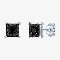 1/2 CT. T.W. Natural Black Diamond Sterling Silver 8.5mm Stud Earrings