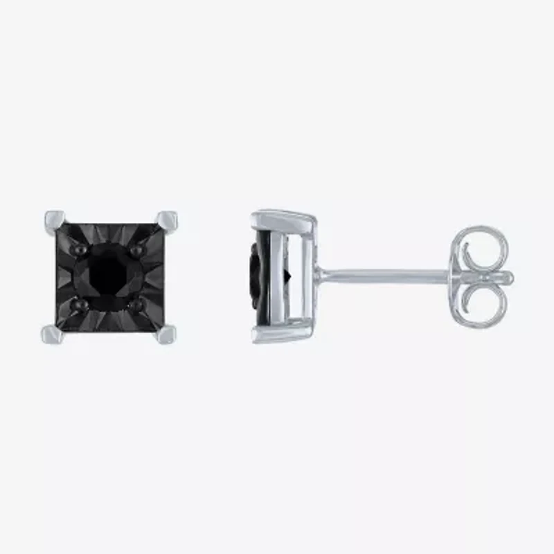 1/2 CT. T.W. Natural Black Diamond Sterling Silver 8.5mm Stud Earrings