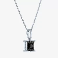 Womens 1/ CT. T.W. Natural Black Diamond Sterling Silver Princess Pendant