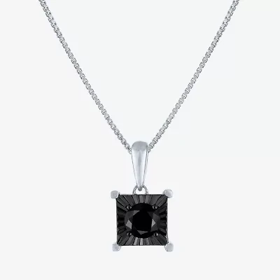 Womens 1/2 CT. T.W. Natural Black Diamond Sterling Silver 18 Inch Pendant Necklace