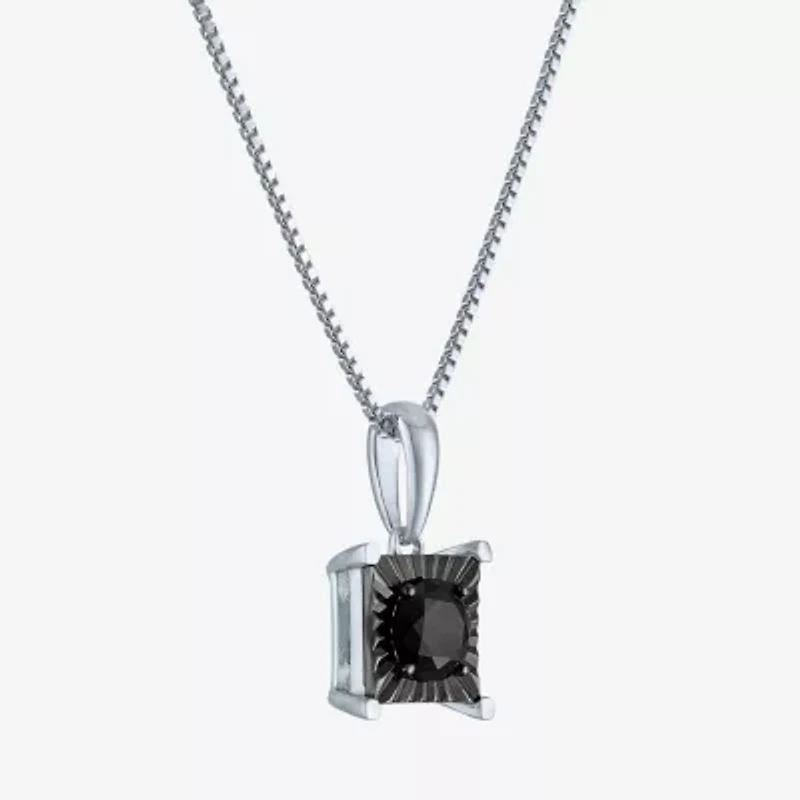 Womens 1/2 CT. T.W. Natural Black Diamond Sterling Silver 18 Inch Pendant Necklace