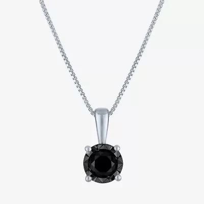 Womens 1/2 CT. T.W. Natural Black Diamond Round Pendant