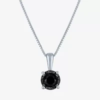 Womens 1/2 CT. Natural Black Diamond Sterling Silver 18 Inch Pendant Necklace