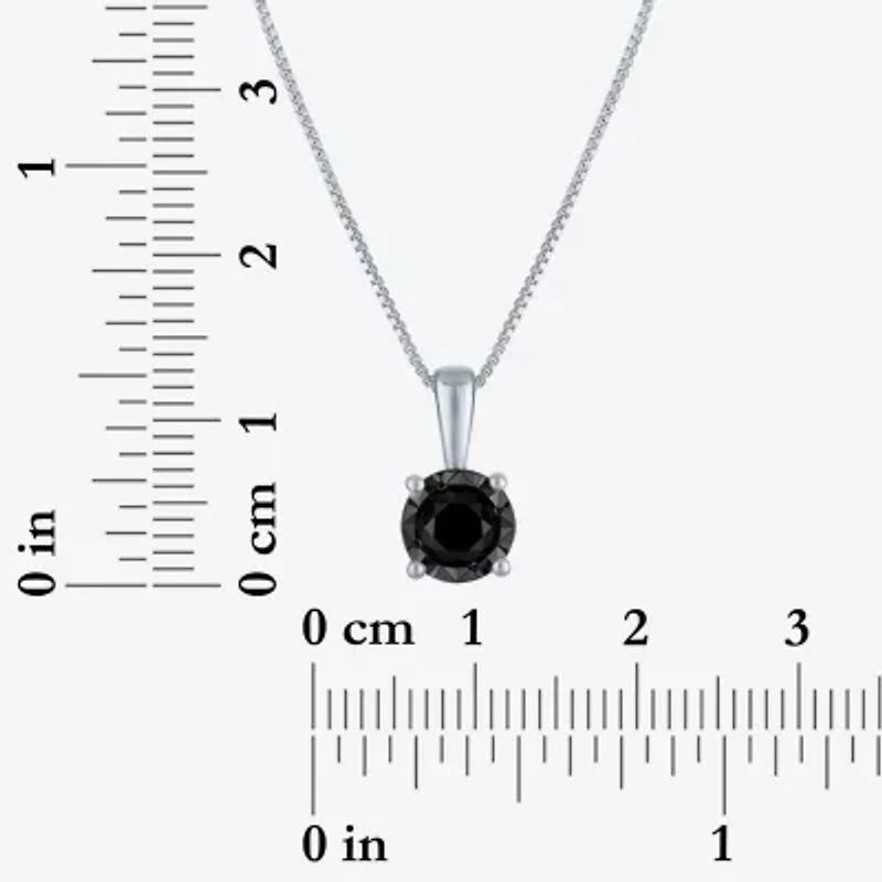Womens 1/2 CT. Natural Black Diamond Sterling Silver 18 Inch Pendant Necklace
