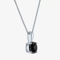 Womens 1/2 CT. Natural Black Diamond Sterling Silver 18 Inch Pendant Necklace