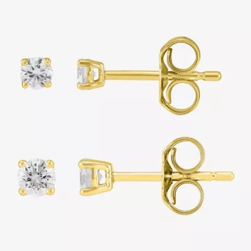 Si2/H-I Unisex Adult 1/3 CT. T.W. Lab Grown White Diamond 10K Gold Round 2 Pair Jewelry Set