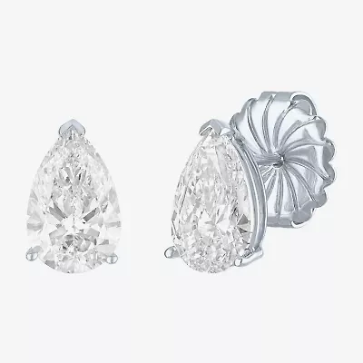 Si1-Si2/E-F 3 CT. T.W. Lab Grown White Diamond 14K White Gold 10.6mm Pear Stud Earrings