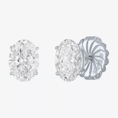 Si1-Si2/E-F 3 CT. T.W. Lab Grown White Diamond 14K White Gold 9mm Oval Stud Earrings