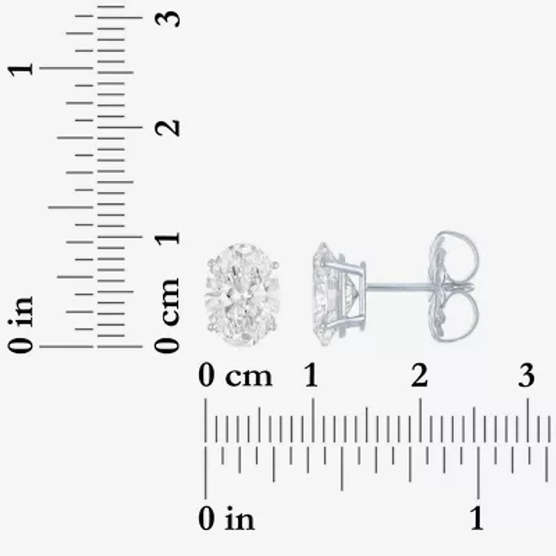 Si1-Si2/E-F 3 CT. T.W. Lab Grown White Diamond 14K White Gold 9mm Oval Stud Earrings