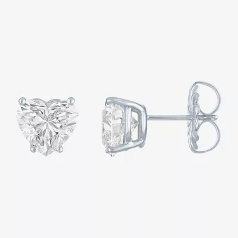 Si1-Si2/E-F 3 CT. T.W. Lab Grown White Diamond 14K White Gold 8.1mm Heart Stud Earrings