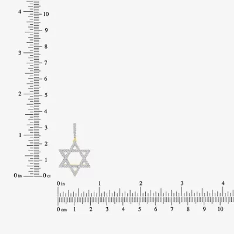 "Star Of David" Mens 3/4 CT. T.W. Natural White Diamond 10K Gold Star Pendant
