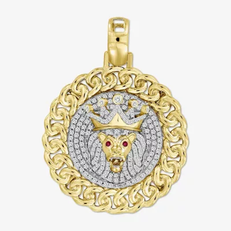 "Lion" Mens 3/8 CT. T.W. Natural White Diamond 10K Gold Pendant