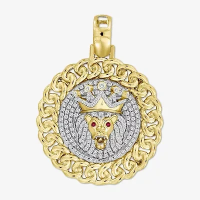 "Lion" Mens 3/8 CT. T.W. Natural White Diamond 10K Gold Pendant