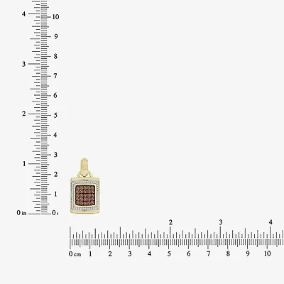 Mens 1/2 CT. T.W. Natural Brown Diamond 10K Gold Dog Tag Pendant