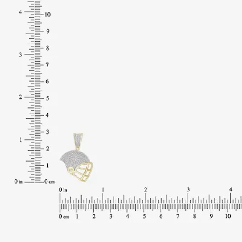 Football Helmet Mens 1/4 CT. T.W. Natural White Diamond 10K Gold Pendant
