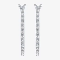 Yes, Please! Womens 1/4 CT. T.W. Lab Grown White Diamond Sterling Silver 23mm Hoop Earrings